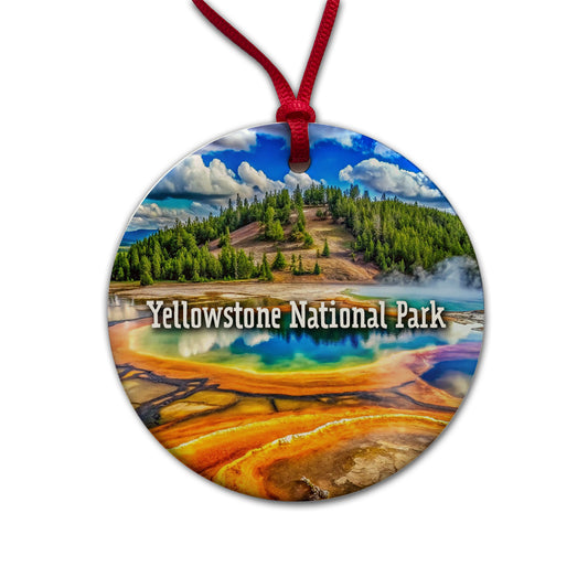 Yellowstone National Park Wyoming Round Ceramic Holiday Christmas Tree Ornament