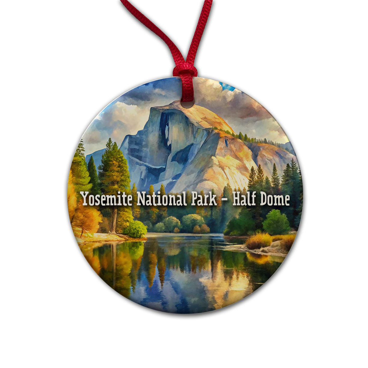Yosemite National Park Half Dome Round Ceramic Holiday Christmas Tree Ornament