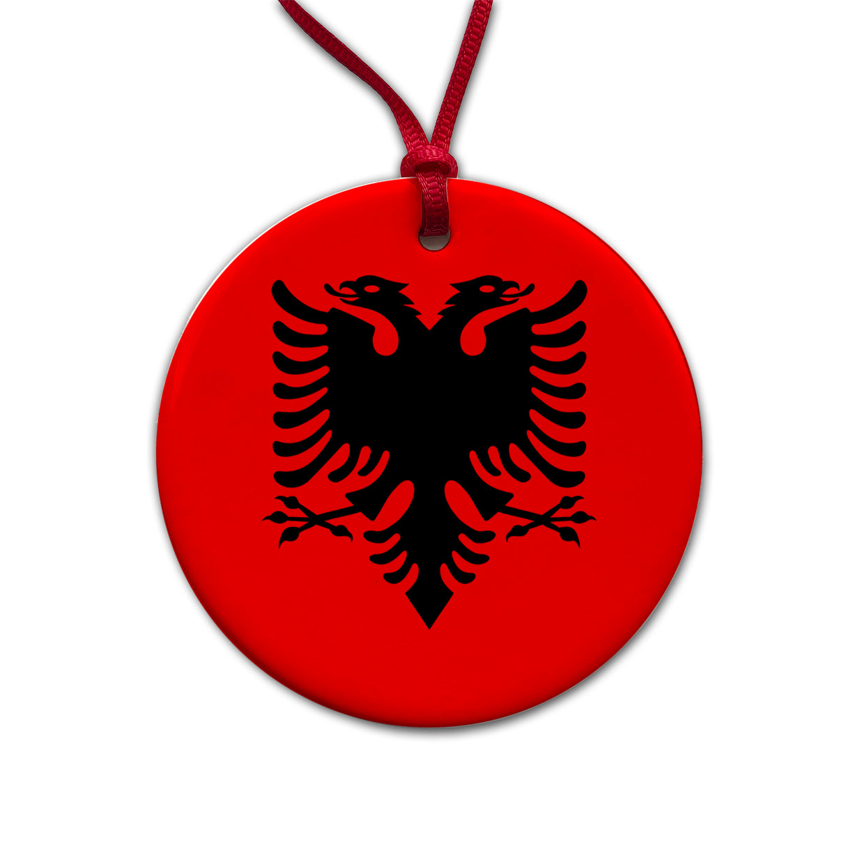 Albania Country Flag Round Ceramic Holiday Christmas Tree Ornament