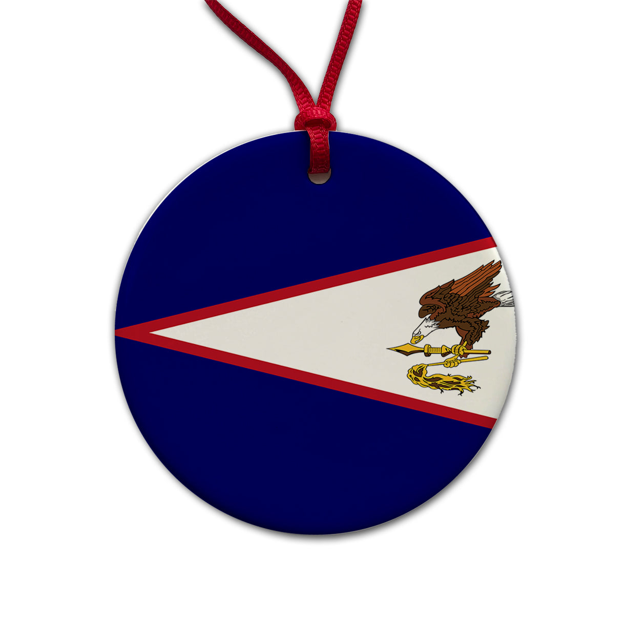 American Samoa Country Flag Round Ceramic Holiday Christmas Tree Ornament
