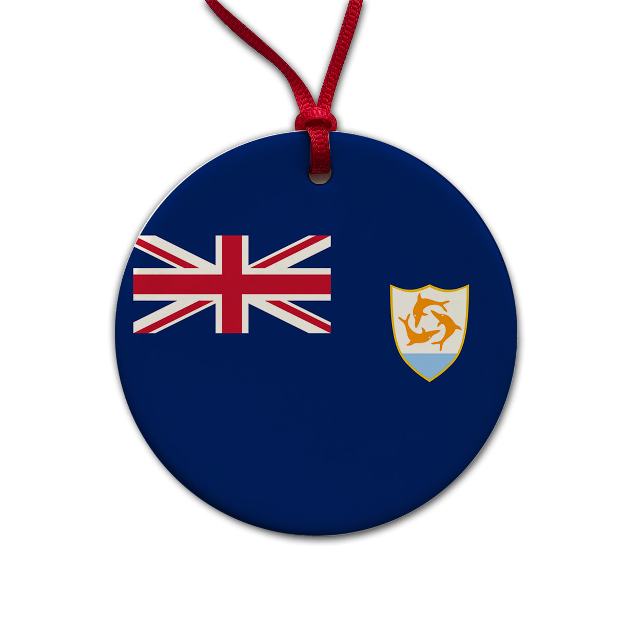 Anguilla Country Flag Round Ceramic Holiday Christmas Tree Ornament