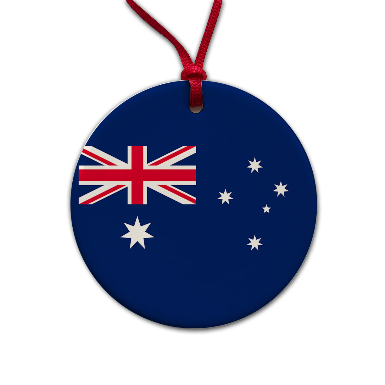 Australia Country Flag Round Ceramic Holiday Christmas Tree Ornament