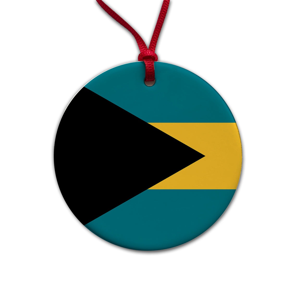 Bahamas Country Flag Round Ceramic Holiday Christmas Tree Ornament