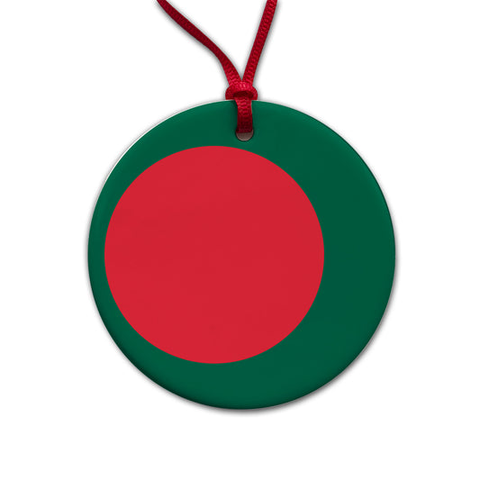 Bangladesh Country Flag Round Ceramic Holiday Christmas Tree Ornament