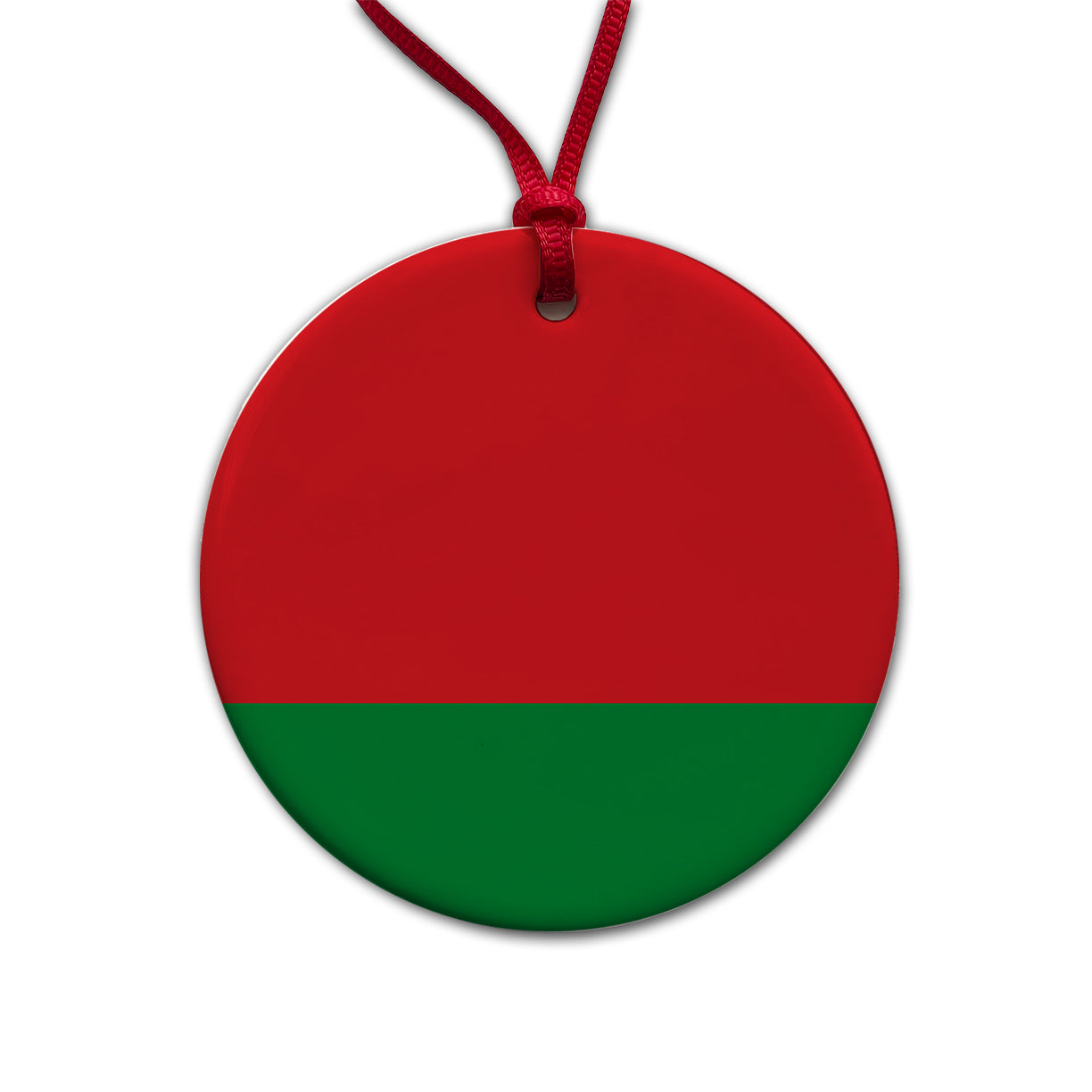 Belarus Country Flag Round Ceramic Holiday Christmas Tree Ornament