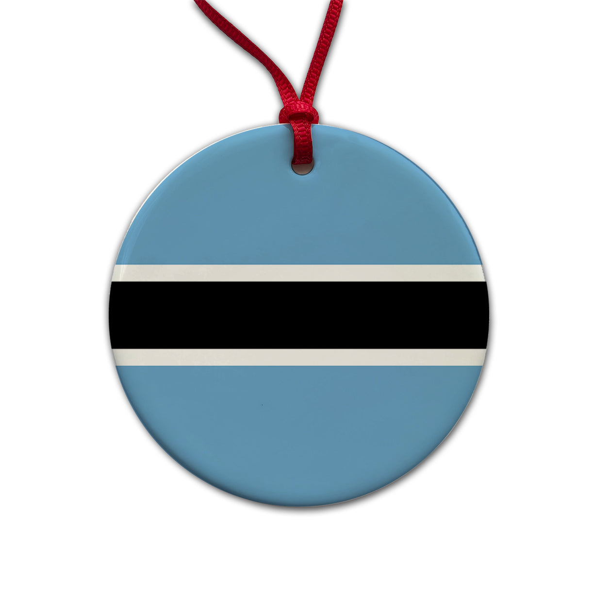 Botswana Country Flag Round Ceramic Holiday Christmas Tree Ornament