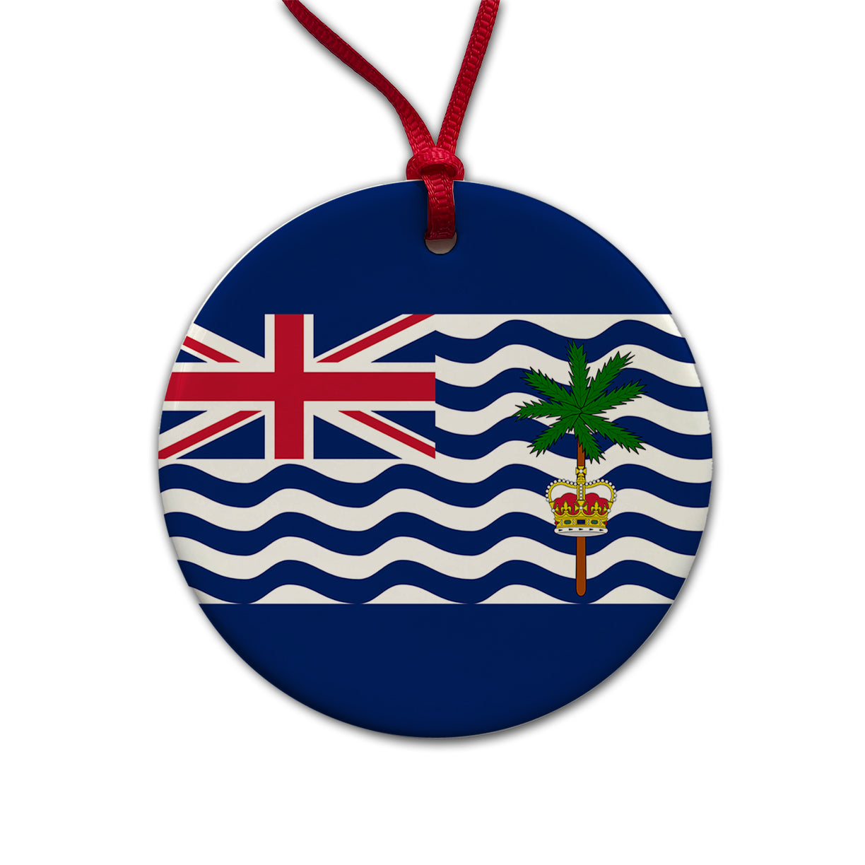 British Indian Ocean Territory Country Flag Round Ceramic Holiday Christmas Tree Ornament