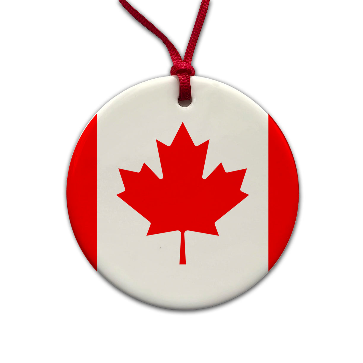Canada Country Flag Round Ceramic Holiday Christmas Tree Ornament