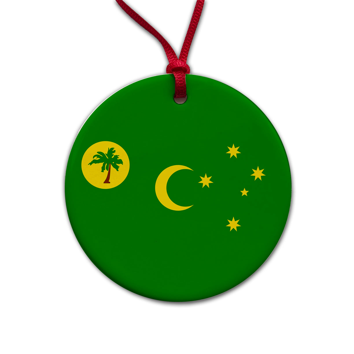 Cocos (Keeling) Islands Country Flag Round Ceramic Holiday Christmas Tree Ornament