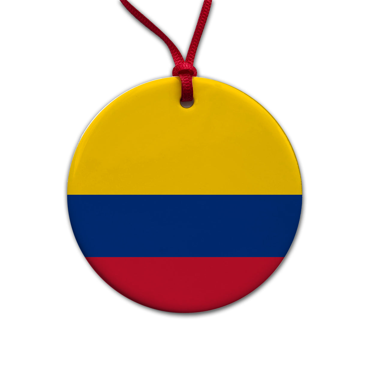 Colombia Country Flag Round Ceramic Holiday Christmas Tree Ornament