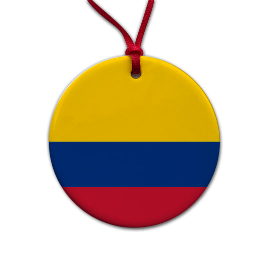 Colombia Country Flag Round Ceramic Holiday Christmas Tree Ornament