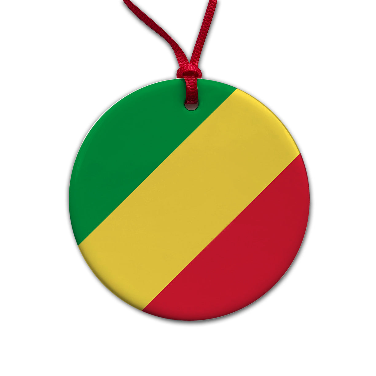 Congo (the) Country Flag Round Ceramic Holiday Christmas Tree Ornament