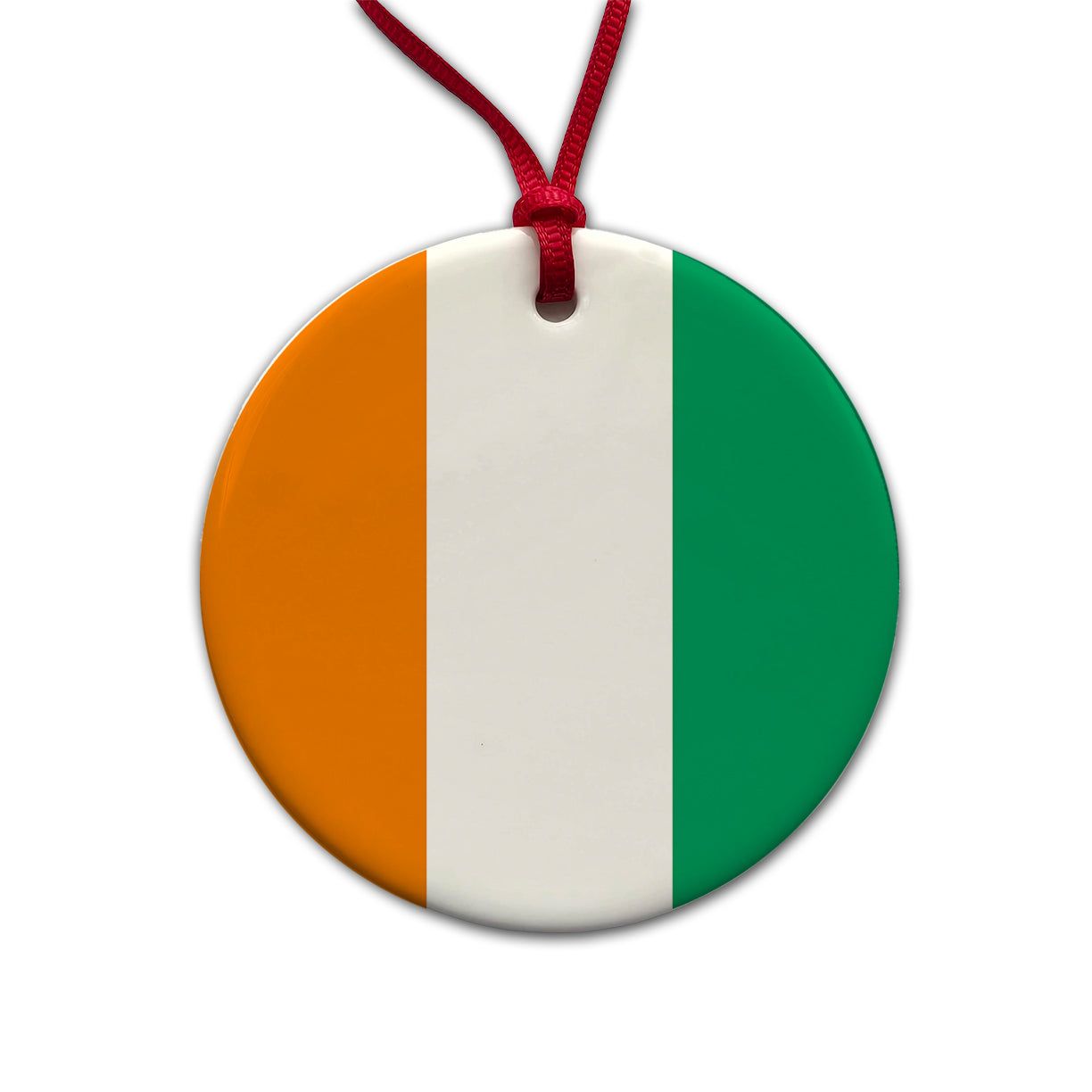 Côte d'Ivoire Country Flag Round Ceramic Holiday Christmas Tree Ornament
