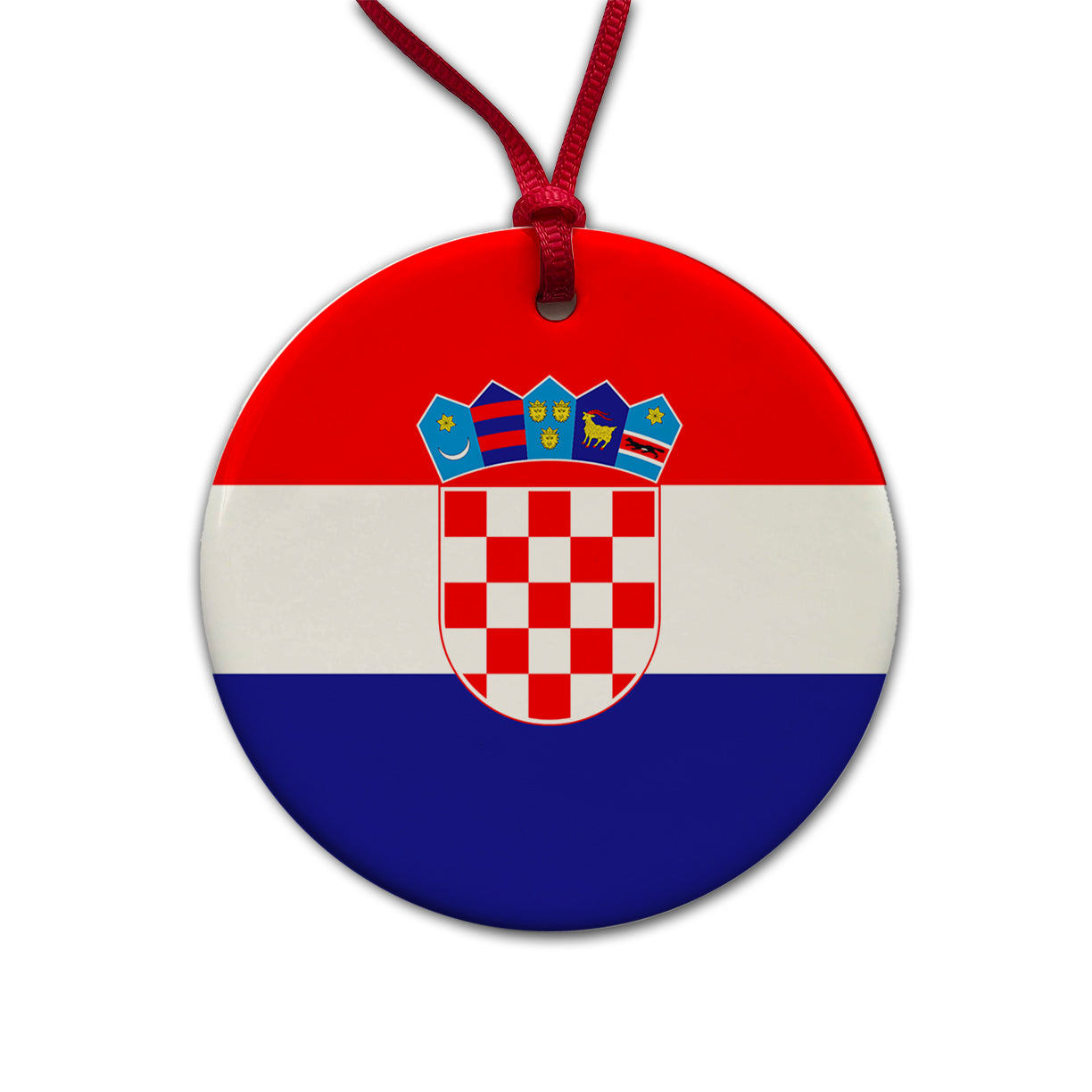 Croatia Country Flag Round Ceramic Holiday Christmas Tree Ornament