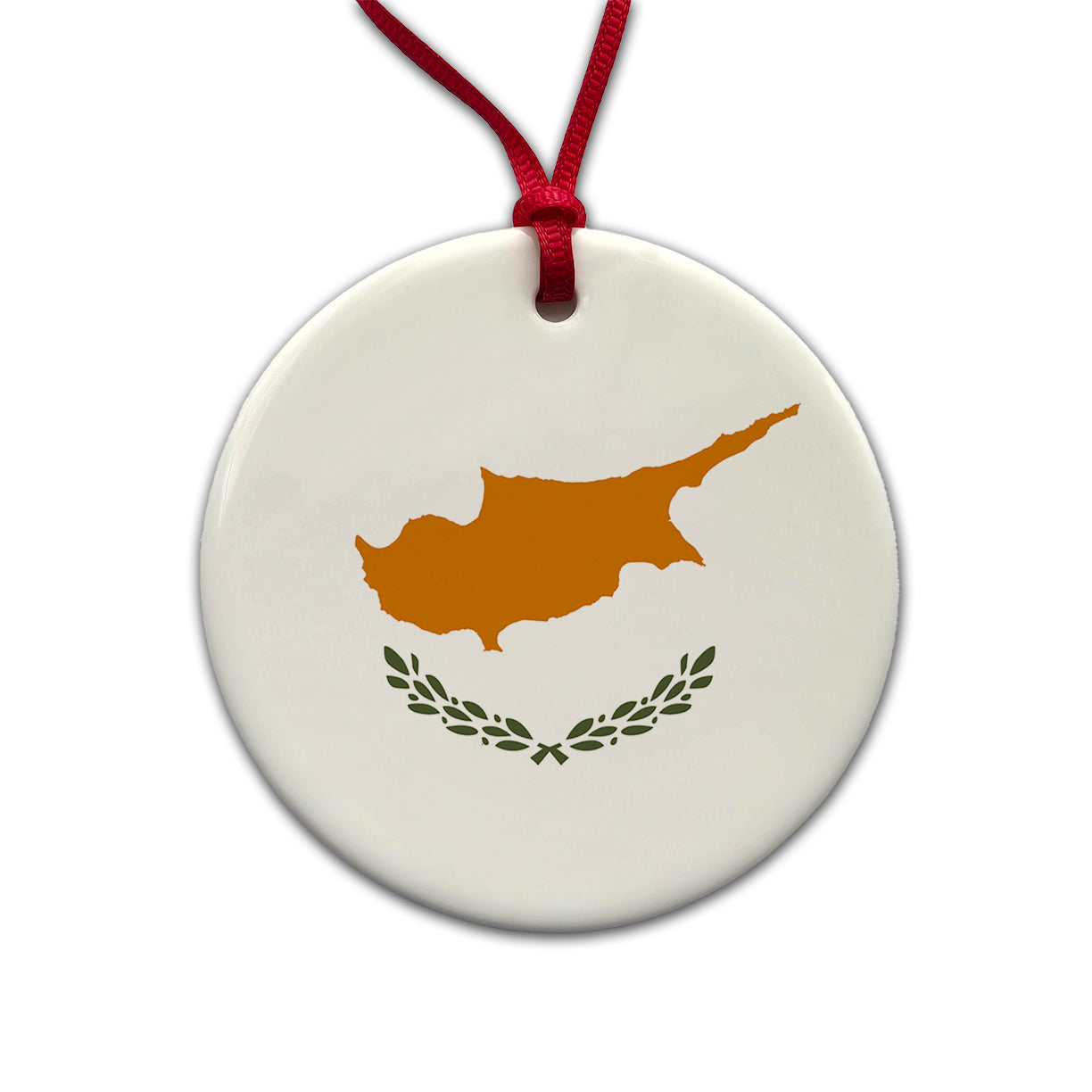 Cyprus Country Flag Round Ceramic Holiday Christmas Tree Ornament