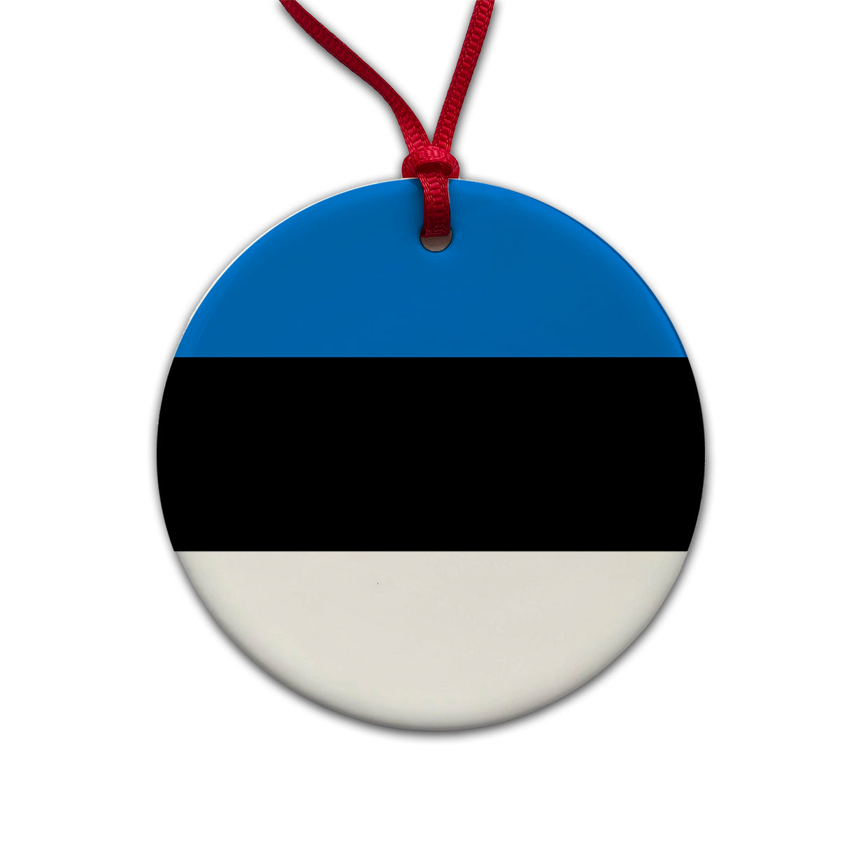Estonia Country Flag Round Ceramic Holiday Christmas Tree Ornament