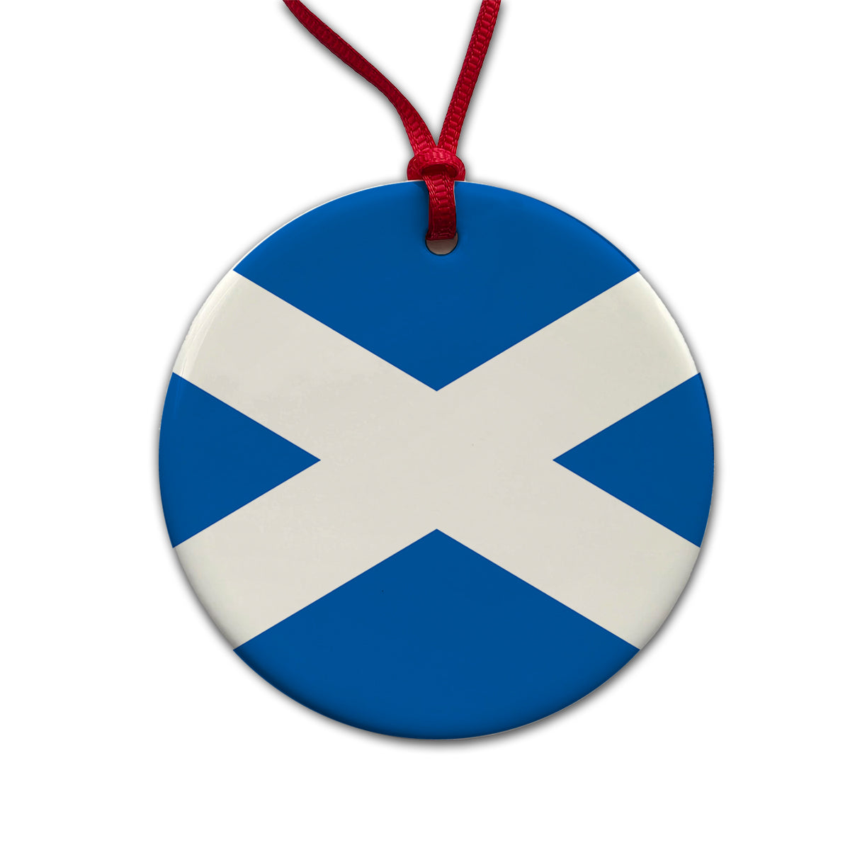 Great Britain Scotland Country Flag Round Ceramic Holiday Christmas Tree Ornament