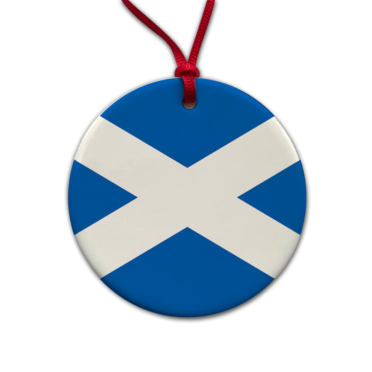 Great Britain Scotland Country Flag Round Ceramic Holiday Christmas Tree Ornament