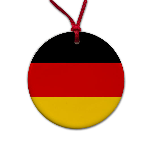 Germany Country Flag Round Ceramic Holiday Christmas Tree Ornament