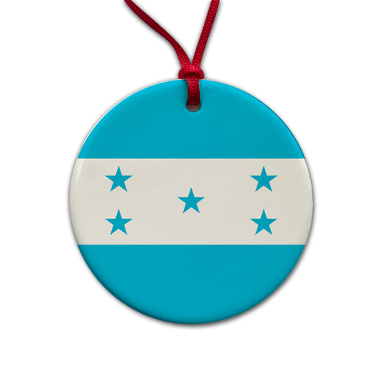 Honduras Country Flag Round Ceramic Holiday Christmas Tree Ornament