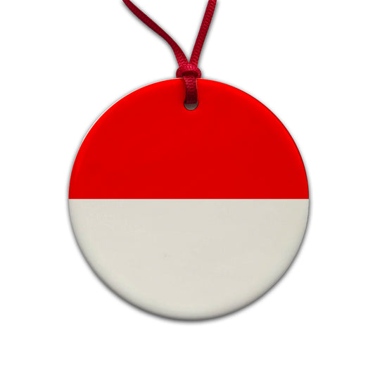 Indonesia Country Flag Round Ceramic Holiday Christmas Tree Ornament