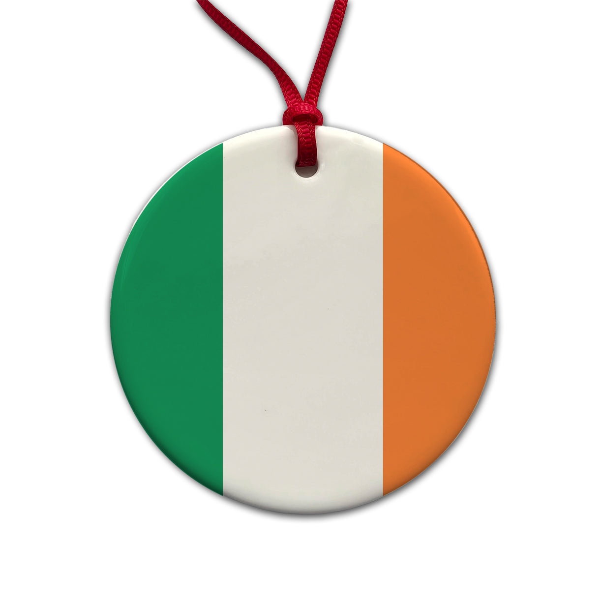 Ireland Country Flag Round Ceramic Holiday Christmas Tree Ornament