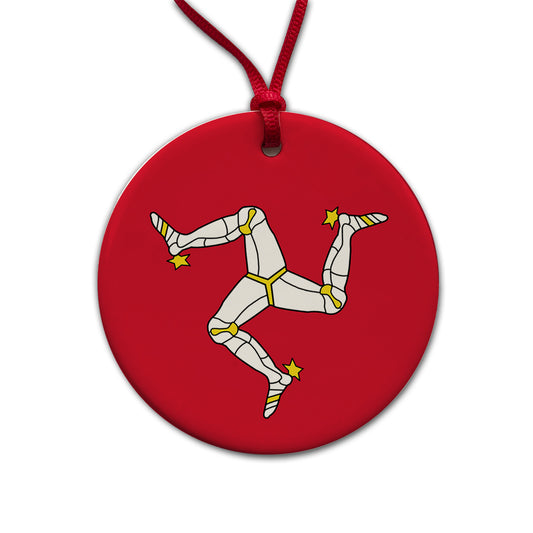 Isle of Man Country Flag Round Ceramic Holiday Christmas Tree Ornament