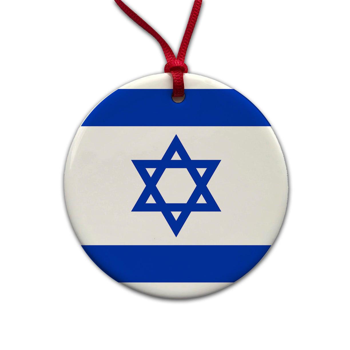Israel Country Flag Round Ceramic Holiday Christmas Tree Ornament