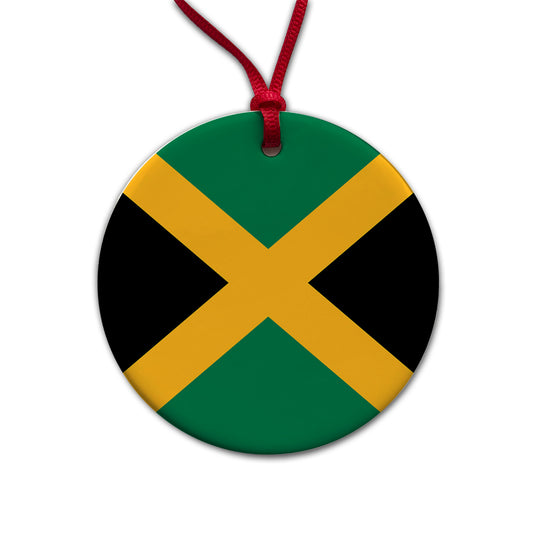 Jamaica Country Flag Round Ceramic Holiday Christmas Tree Ornament