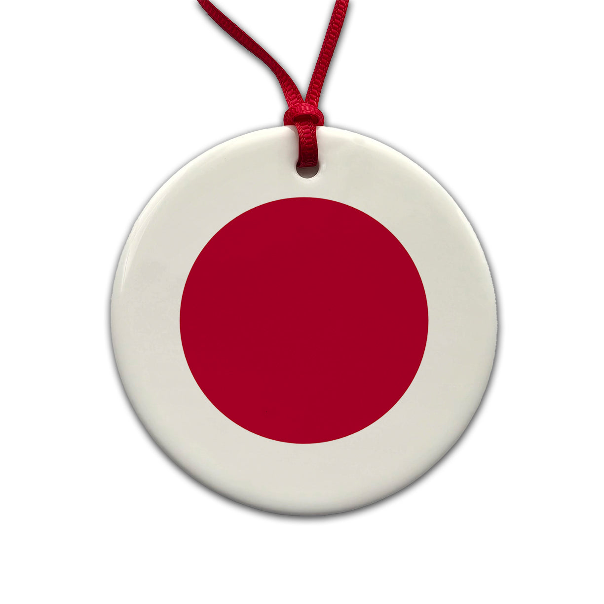 Japan Country Flag Round Ceramic Holiday Christmas Tree Ornament