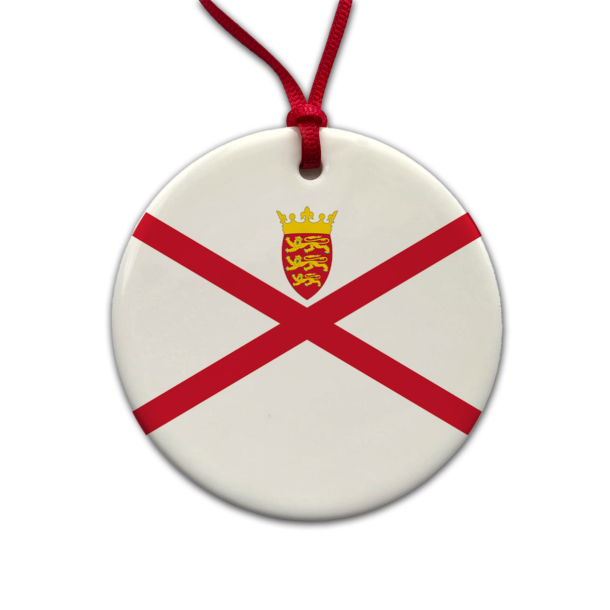 Jersey Country Flag Round Ceramic Holiday Christmas Tree Ornament