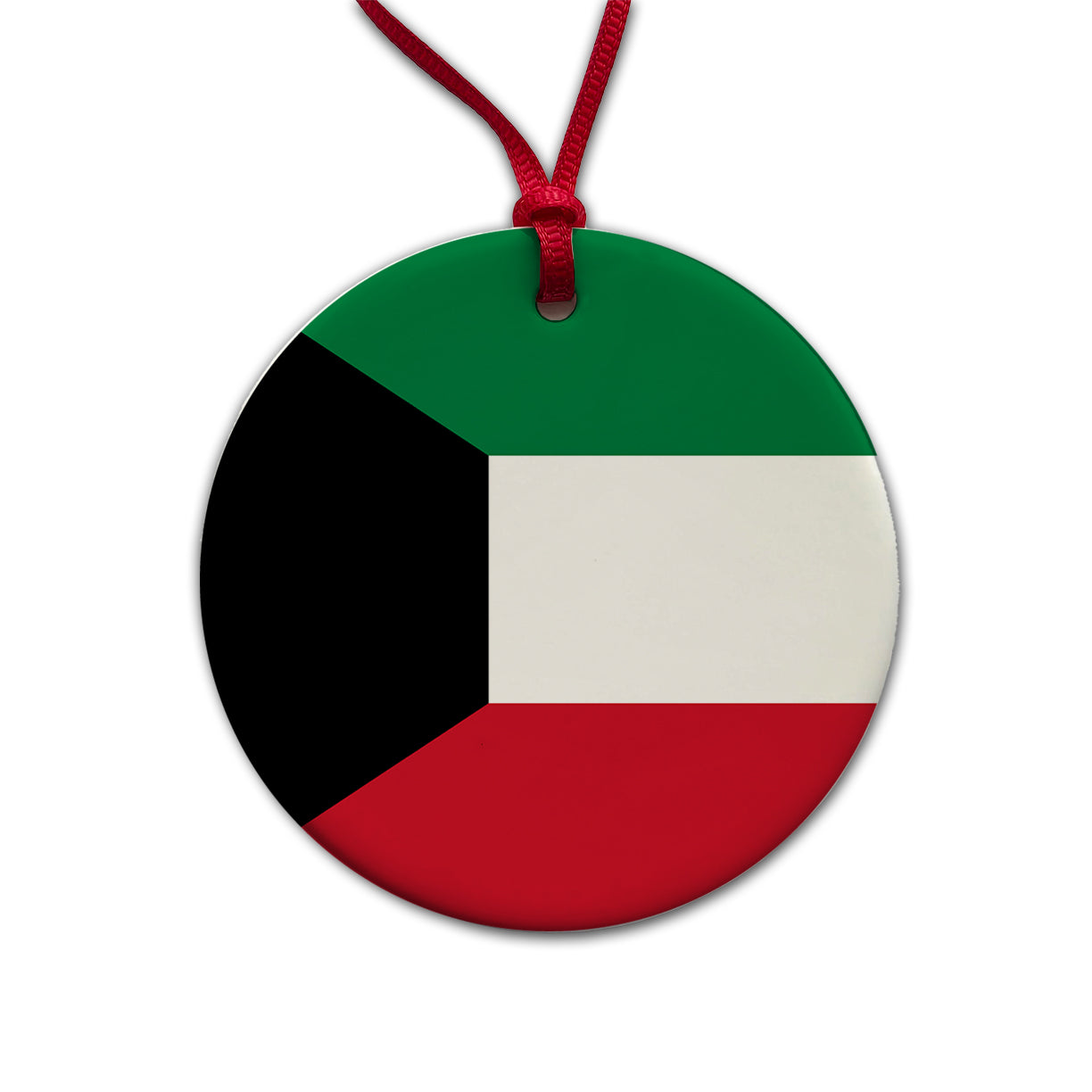 Kuwait Country Flag Round Ceramic Holiday Christmas Tree Ornament