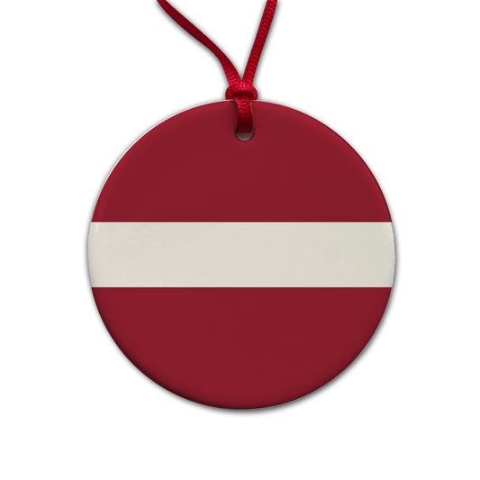 Latvia Country Flag Round Ceramic Holiday Christmas Tree Ornament