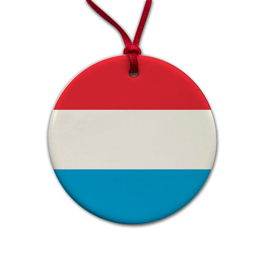 Luxembourg Country Flag Round Ceramic Holiday Christmas Tree Ornament