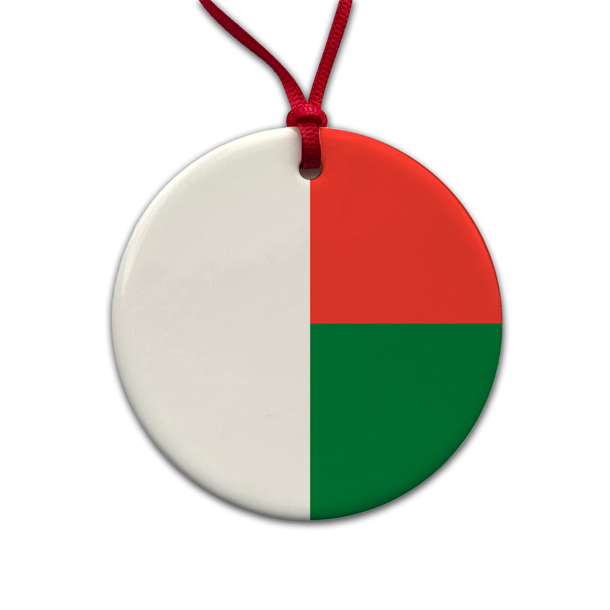 Madagascar Country Flag Round Ceramic Holiday Christmas Tree Ornament