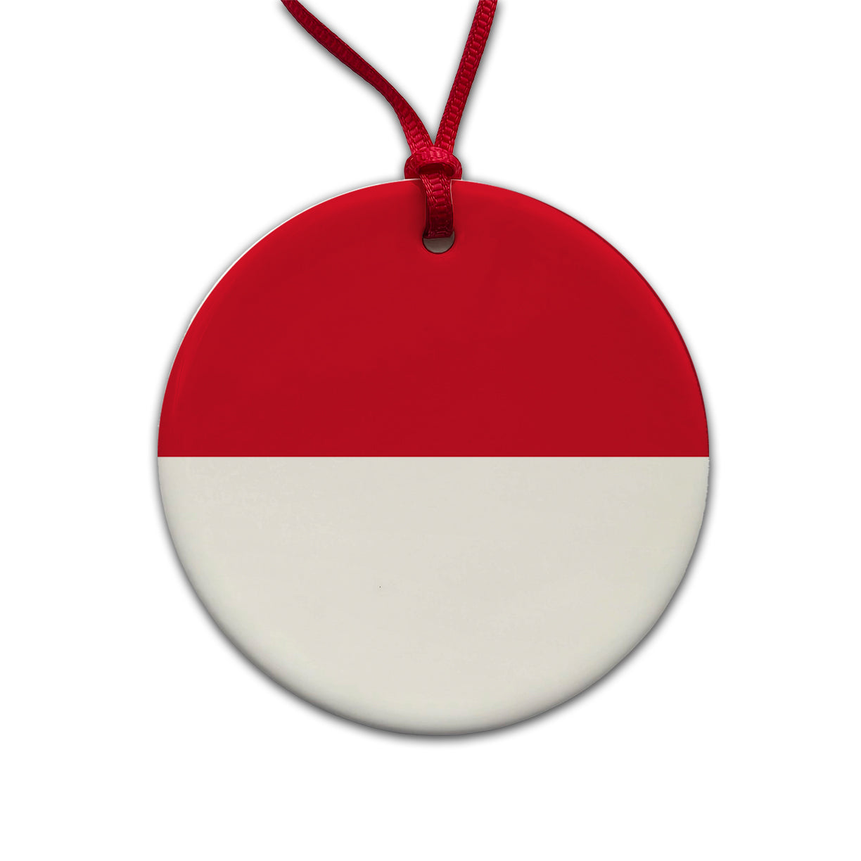 Monaco Country Flag Round Ceramic Holiday Christmas Tree Ornament