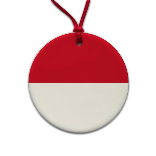 Monaco Country Flag Round Ceramic Holiday Christmas Tree Ornament