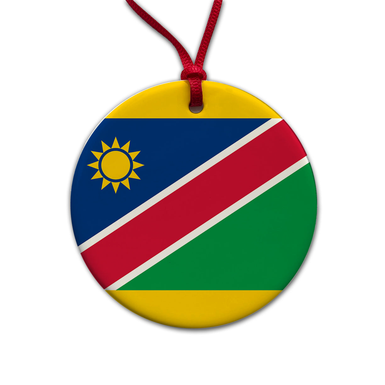 Namibia Country Flag Round Ceramic Holiday Christmas Tree Ornament