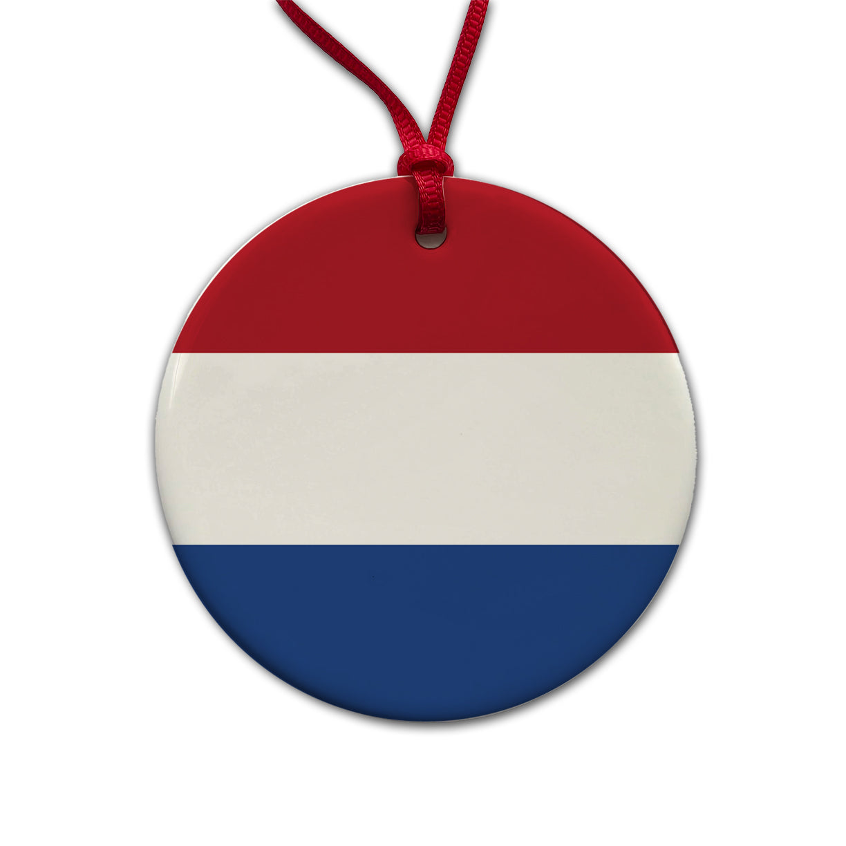 Netherlands (the) Country Flag Round Ceramic Holiday Christmas Tree Ornament