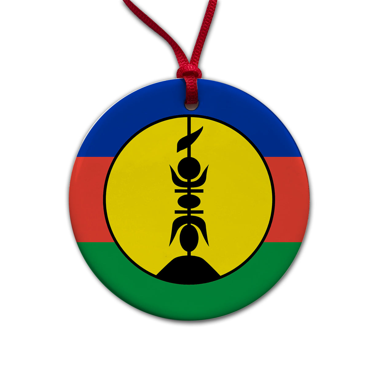 New Caledonia Country Flag Round Ceramic Holiday Christmas Tree Ornament