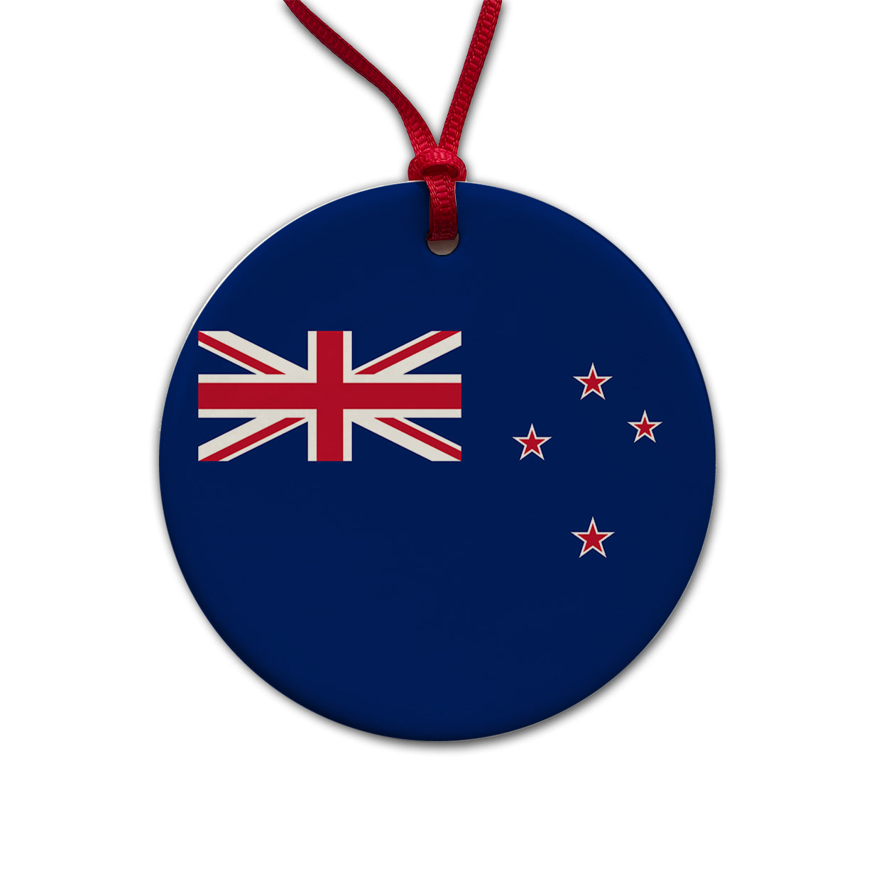 New Zealand Country Flag Round Ceramic Holiday Christmas Tree Ornament