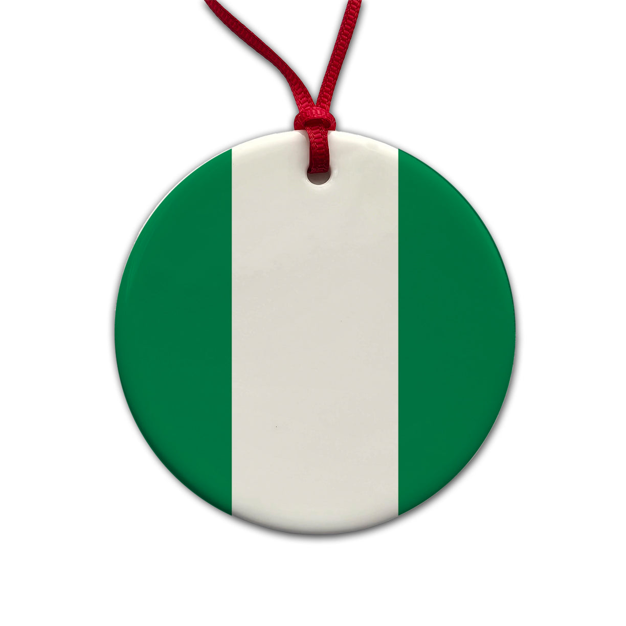 Nigeria Country Flag Round Ceramic Holiday Christmas Tree Ornament