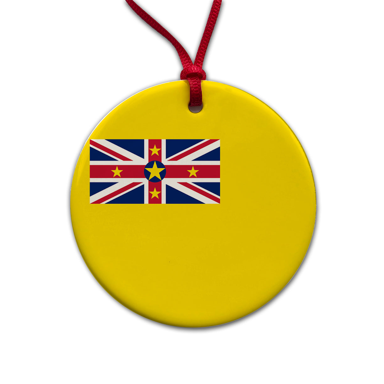Niue Country Flag Round Ceramic Holiday Christmas Tree Ornament