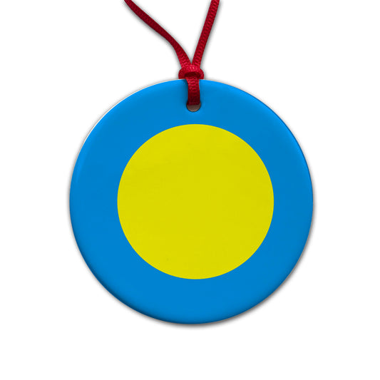 Palau Country Flag Round Ceramic Holiday Christmas Tree Ornament