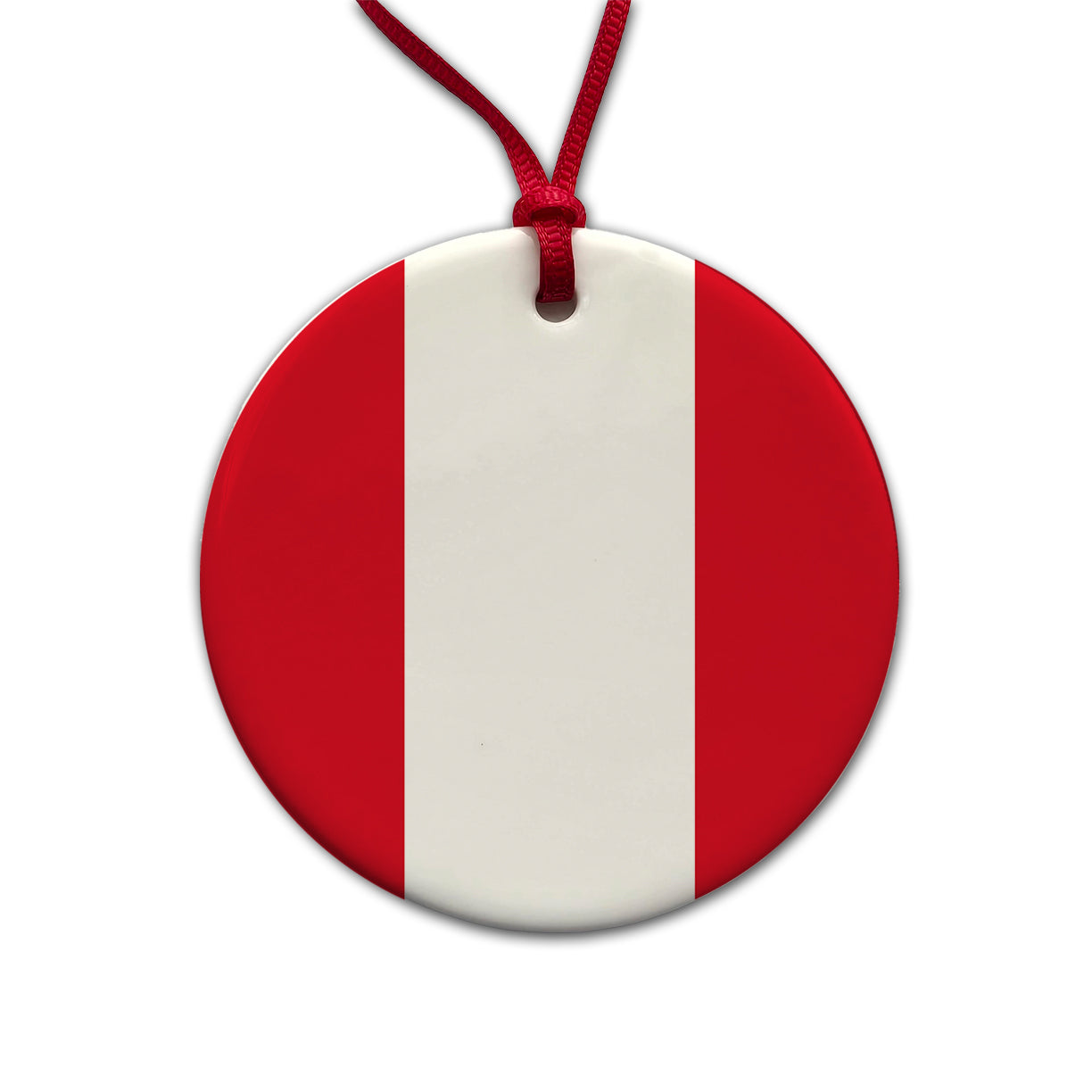 Peru Country Flag Round Ceramic Holiday Christmas Tree Ornament