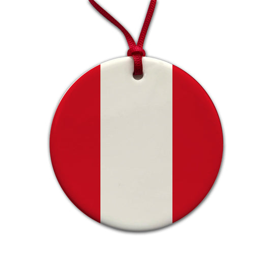 Peru Country Flag Round Ceramic Holiday Christmas Tree Ornament