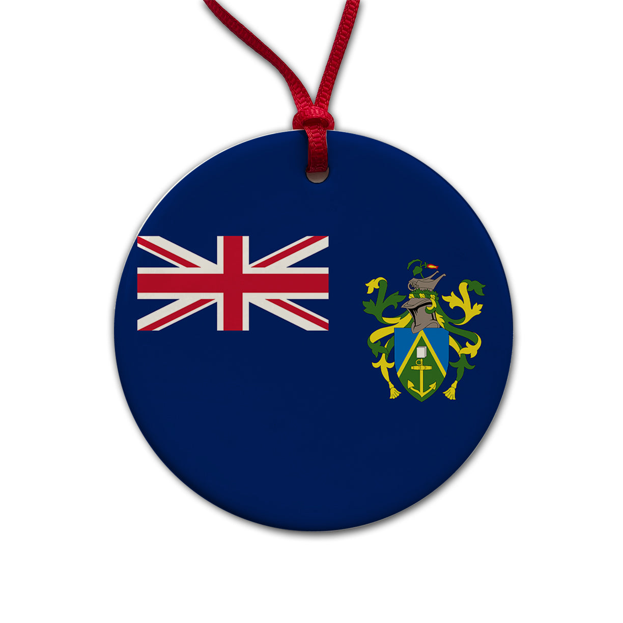 Pitcairn Country Flag Round Ceramic Holiday Christmas Tree Ornament