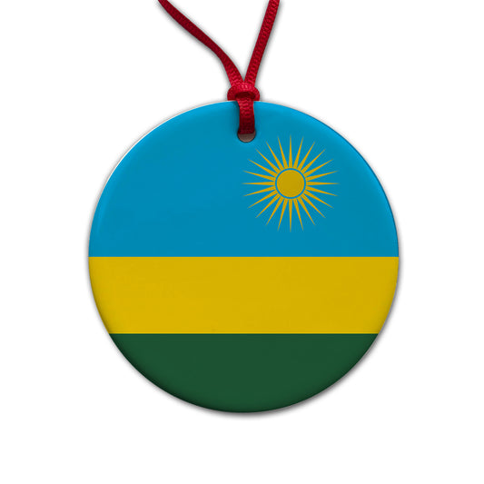 Rwanda Country Flag Round Ceramic Holiday Christmas Tree Ornament