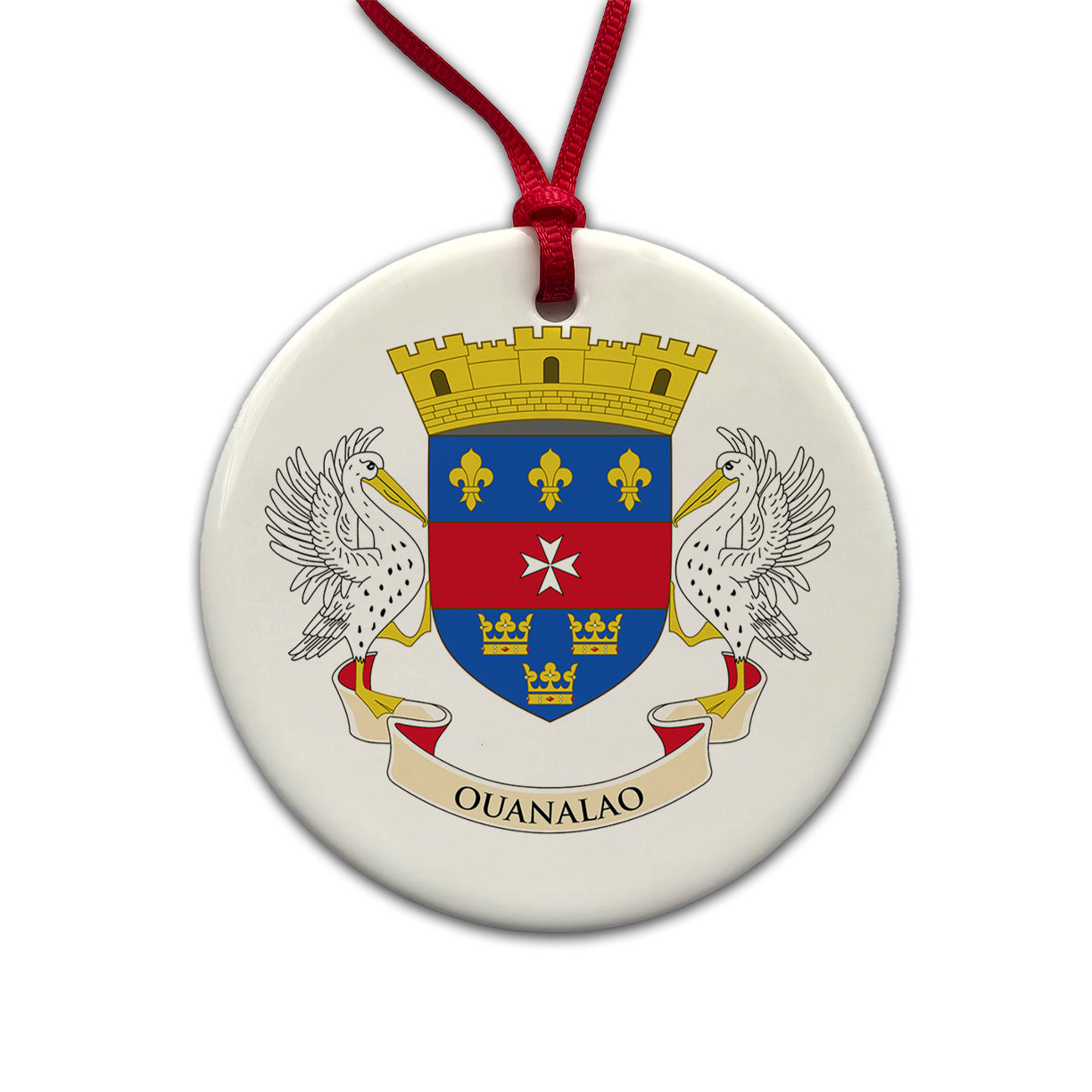 Saint Barthélemy Country Flag Round Ceramic Holiday Christmas Tree Ornament
