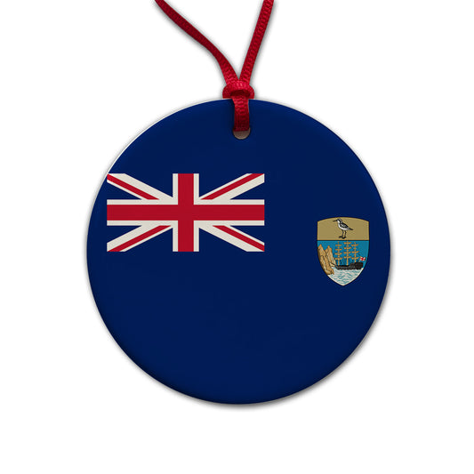 Saint Helena, Ascension and Tristan da Cunha Country Flag Round Ceramic Holiday Christmas Tree Ornament